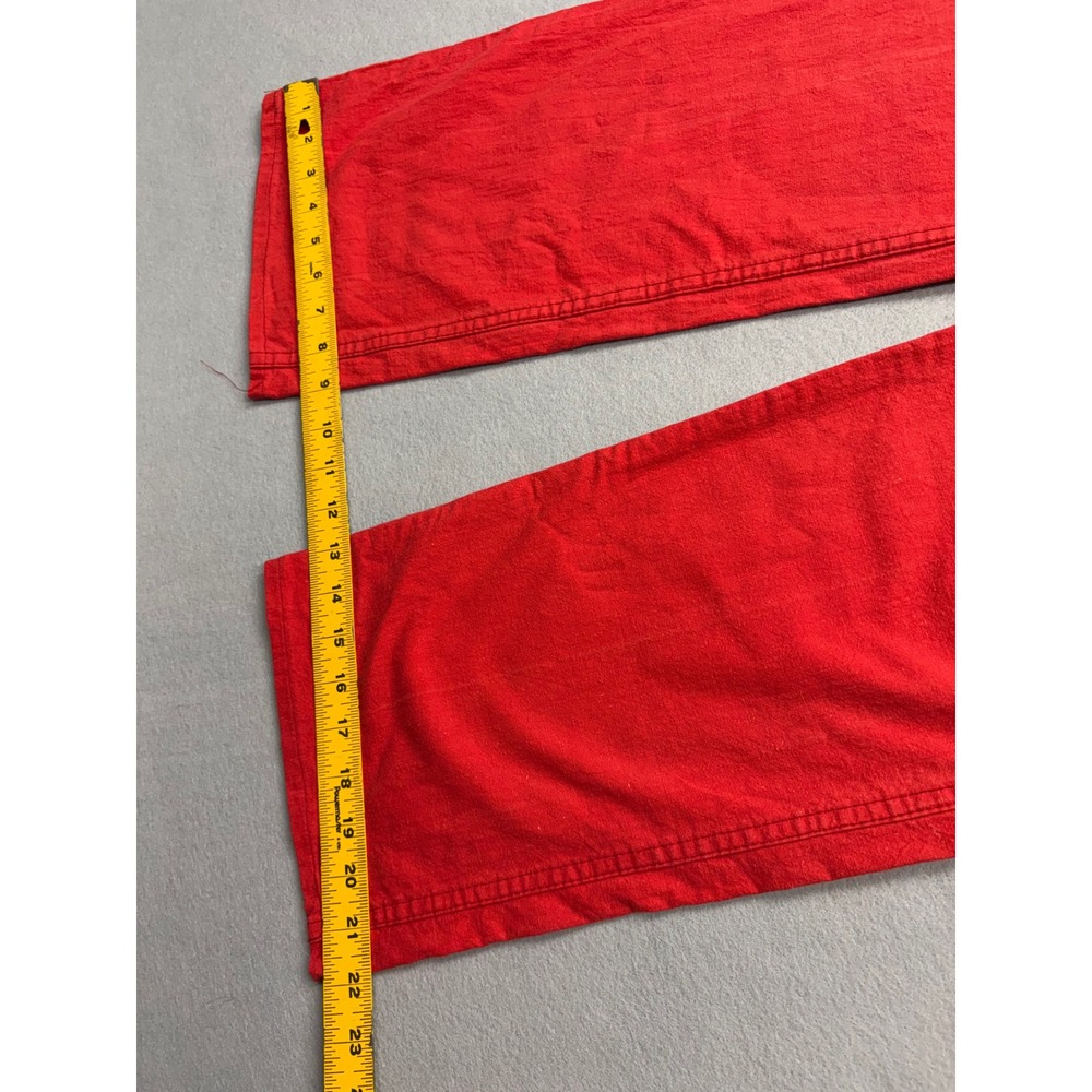 Vintage 70s Wide Leg Pants Women 25 Red Cotton Talon Zip High Rise Trousers - Picture 10 of 12
